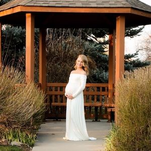 PinkBlush Maternity off the shoulder maxi dress